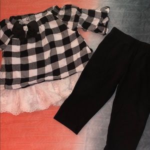 White and black plaid set